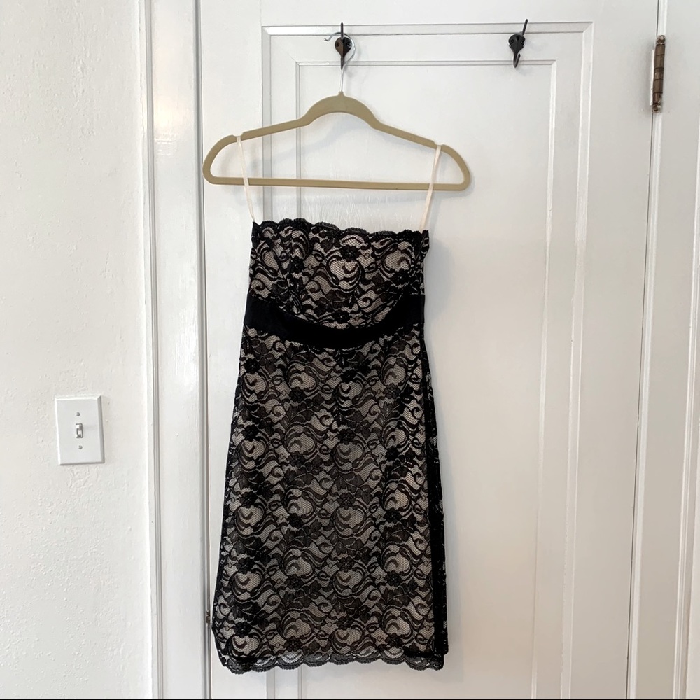White House Black Market Strapless Lace Dress